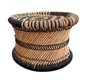 eGharonda Cane Wood Garden/ Home/ Bar/ Restaurant Stool/ Muddi Beige & Black - Picture 1 of 5