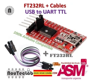 FTDI FT232RL USB to TTL Serial Converter Adapter Module 5V and 3.3V + Cable - Imagen 1 de 6