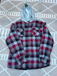 Wrangler Hemdjacke mit Kapuze kariert gesteppt gefüttert Flanell Herren L Scheunenmantel Chore - Bild 1 von 5