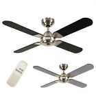 Brushed Chrome Ceiling Fan Brushed Chrome / Black Reversible Blades & Motor 42"