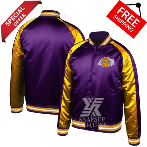 NBA Los Angeles Lakers Hardwood Classics Purple Satin Raglan Full-Snap Jacket Cover