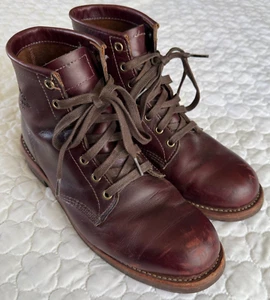 Original Chippewa Burgundy Leather Service Boot 6" Sz. 9 Vibram Sole USA Made - Picture 1 of 9