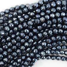 Mystic Titanium Faceted Black Onyx Round Beads 15" Strand 6mm 8mm 10mm 12mm