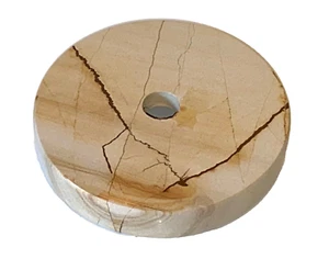 NUOVO-VECCHIO STOCK: 4 "Round Teakwood Marble Lamp Base o Step w / o wireway lamp part - Foto 1 di 5