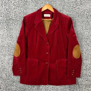 Vintage Orvis Jacket Womens 18 Red Velvet Corduroy Jacket Elbow Patches Academia - Picture 1 of 12