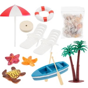 1 Satz Mini-Strandkorb Puppenhaus Zubehör Set Strandfigurines Miniaturen Neu - Bild 1 von 12
