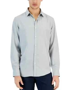 Camisa de vestir lisa lista para viajar calce regular Alfani para hombre Light Sage 16-16,5/32-33 - Imagen 1 de 3