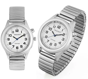 PROFI Herren Sprechende Armbanduhr SILBER Uhr Blindenuhr Zeitansage Kalender - Bild 1 von 1