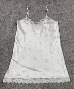 Vintage Slip Dress Womens Small Nightgown Mini Lace Floral White Satin Feminine - Picture 1 of 7