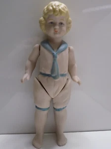 Adorable Vintage Bisque Shackman Boy Doll in Cute Victorian Sailor Romper - Picture 1 of 10