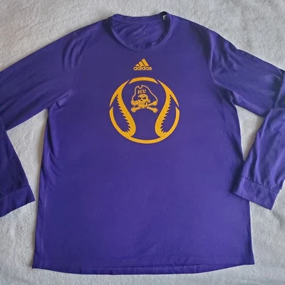 Camiseta Adidas de los Piratas de Carolina del Este Camiseta de Manga Larga Creador de Béisbol Grande Púrpura Foto 1 de 4