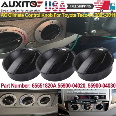 3PCS Control Knob of Heater A/C Temperature HVAC Fan for 2005-2011 Toyota Tacoma - Image 1 of 4