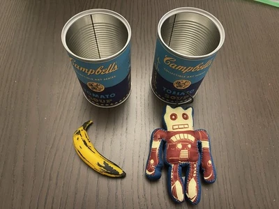 Kidrobot Andy Warhol Tomato Soup Can Series Vinyl Banana & Plush Robot With Can! - Image 1 of 4