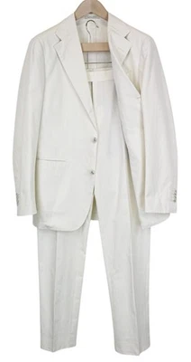 SUITSUPPLY Havana Men's UK38R Off-White Slim Cotton Single Breasted 2Pc Blazer - Image 1 of 4