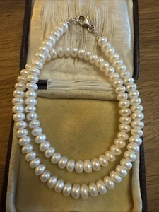 Freshwater Pearl Necklace White Wedding Jewellery Bridal Sterling Silver Clasp - Picture 1 of 5