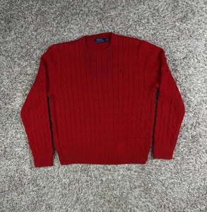 Suéter Polo Ralph Lauren Tejido con Cable Rojo Algodón Cuello Redondo Para Hombre Grande - Imagen 1 de 13