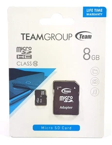 Team 8Gb Micro Sdhc Class 10 Flash Card With Adapter NEW - Picture 1 of 4