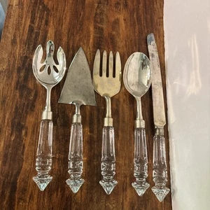Vintage Shannon By Godinger Catrina 5 Piece Crystal Handle Serving Set - Picture 1 of 8