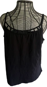 MAURICES Women's Black Window Pane Cotton Blend Tank Top Sz. 2 - Picture 1 of 7