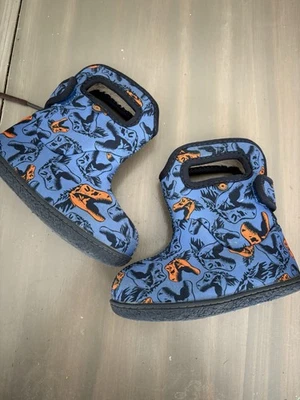 BOGS Toddler Sz 7 Classic Boots Dino Blue Waterproof Comfort PullOn Warm LIght - Image 1 of 4
