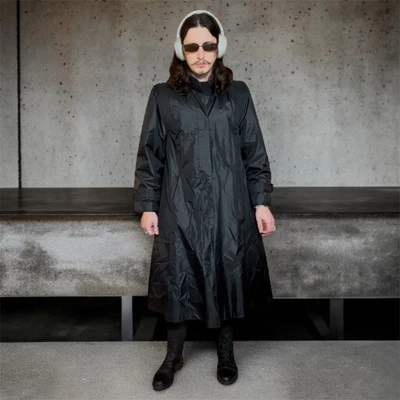 VINTAGE 80s Futuristic Trench Coat Size 12 Blade Runner Retro Black Fleet Street - Image 1 of 4