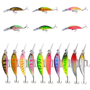 10 PCS Lot Fishing Lures Baits Crankbaits Swimbait Hooks Plastic Lifelike Tackle - Picture 1 of 14
