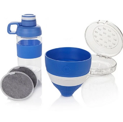 Conjunto de filtro de água pessoal Joy Mangano Miracle Clean com estojo e garrafa azul - Imagem 1 de 2