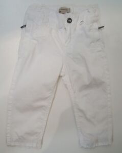 BURBERRY Baby Boy White 100% Cotton Elastic Waist Trousers Jeans 18 Months/ 86cm