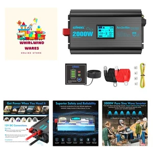 2000 Watt Pure Sine Wave Power Inverter 2000W 12V DC to 120 V AC Lithium Batt... - Picture 1 of 8