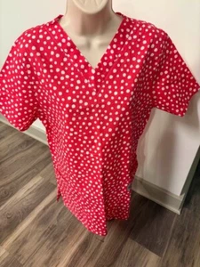 SCRUB ZONE WOMENS SCRUB TO SMALL RED POLKA DOTS - Picture 1 of 1