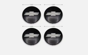 Set of 4 pcs Black & Silver 68mm Wheel Center Caps For Chevrolet 23115617 NEW - Picture 1 of 1