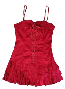 Mini vestido corsé rojo con tirantes y volantes Love Culture para mujer talla L - Imagen 1 de 3