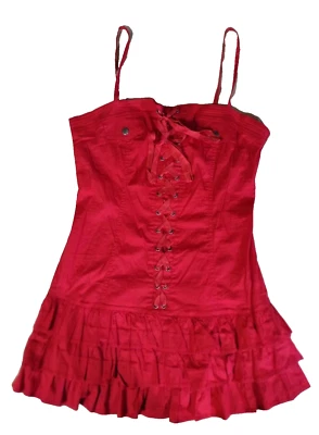 Mini vestido corsé rojo con tirantes y volantes Love Culture para mujer talla L Foto 1 de 3
