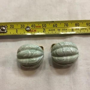 Light Green Clip on Earrings - Picture 1 of 3