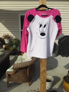 Disney Minnie Mouse girls pajama set Large L  pj sleep ware pink fuzzy face ears - Picture 1 of 12