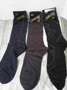 N.O.S.  Gold Medal Men's DRESS Sock Size 10-13, BLUE - BLACK (3-PK) U.S.A. - Picture 1 of 5