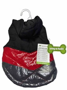 Wag-a-tude Dog Winter warm Cozy Puffer Coat Jacket Snap Hood Extra Small - Picture 1 of 3