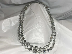 Vtg 21" Multi Cut Crystal Necklace 2 Strand Exquisite Iridescence Graduated Bead - Picture 1 of 8