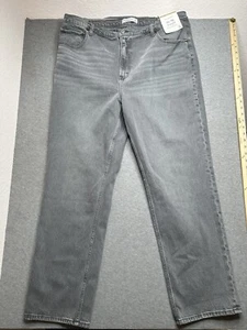 New Abercrombie & Fitch The 90s Straight Ultra High Rise Gray Womens 34/18 - Picture 1 of 6