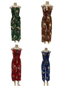 Women's Summer Floral Sleeveless Wide Leg Pants Jumpsuit Romper - Picture 1 of 32