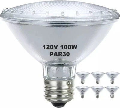 Paquete de 6 luces de inundación de cuello corto PAR30 100 W 100 vatios con base E26 Foto 1 de 4