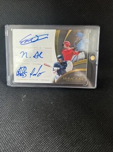 2018 IMMACULATE ROOKIE AUTO TATIS JR VLAD GUERRERO JR SENZEL 25 PADRES BLUE JAYS - Picture 1 of 2