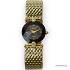 Lanscottte Black Diamond Stainless Steel Gold Quartz Swarovski® Crystal Women's Watch