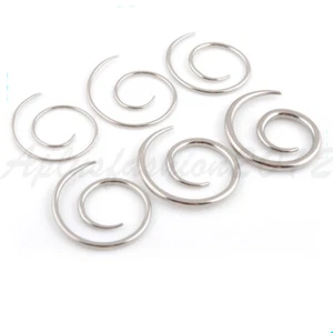 1 PAIR Silver Color 316L Steel Spiral Taper Twist Stainless Ear Ring 18g~10g - Picture 1 of 1