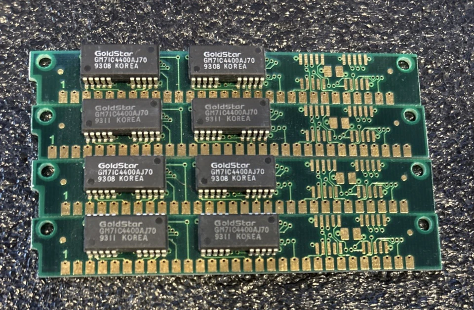 4 x 1MB 30-Pin 2-Chip 70ns FPM SIMM Memory RAM 4MB Gold PC 286 386 *Tested* - Image 1 of 3
