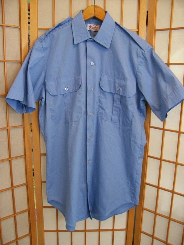 CAMISA DE CAMPAMENTO AZUL MANGA CORTA PRIMAVERA VERANO ARMADURA SANFORIZADA AÑOS 50 DE COLECCIÓN NUEVA SIN ETIQUETAS M Foto 1 de 1