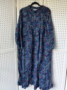 Only Necessities langes Nachthemd Flanell blau rot Cardinals bescheiden Gr. L 18/20 - Bild 1 von 7