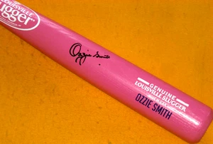 OZZIE SMITH  SIGNED PINK BREAST CANCER BAT St. Louis Cardinals - J.S.A. Cert. - Picture 1 of 6