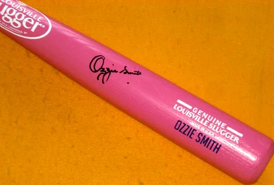 OZZIE SMITH  SIGNED PINK BREAST CANCER BAT St. Louis Cardinals - J.S.A. Cert. - Image 1 of 4