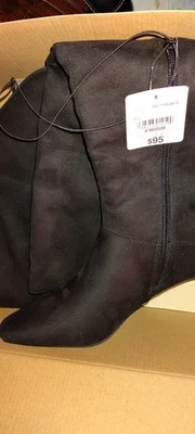 Worthington Womens Valto Faux Suede Black High Over Knee Heeled Boots SZ 8M NEW - Image 1 of 4